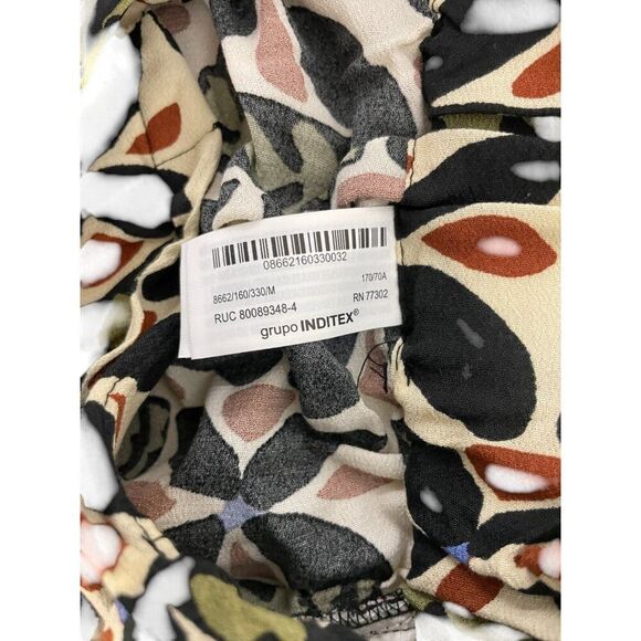 Zara Womens Shorts M Multicolor Floral High Rise Belted Paperbag 8662/160 NWT - Picture 7 of 13